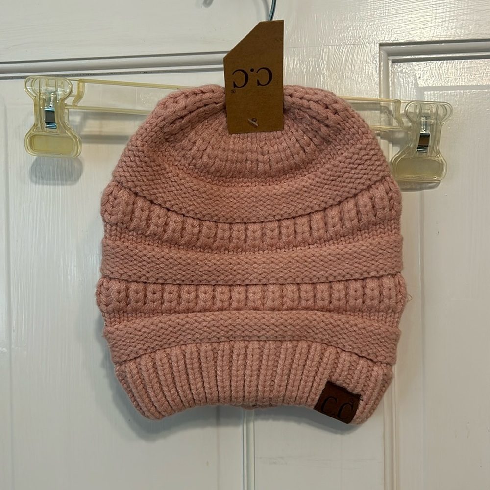 C.C. Soft Stretch Cable Knit Beanie.  New with tag.  Rose pink